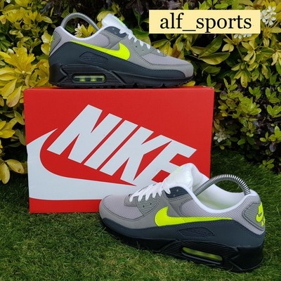  Neu mit Karton & Original Nike  Air Max 90 Turnschuhe Anthrazit & Neongelb UK Größe 8