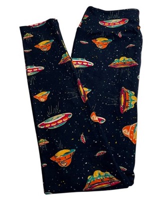 LuLaRoe Leggings OS One Size Space Alien UFO Colorful Unicorn Stars Ships FAST