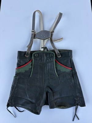 Kids Lederhosen German Bavarian Suspenders Oktoberfest VTG  Size In Photos