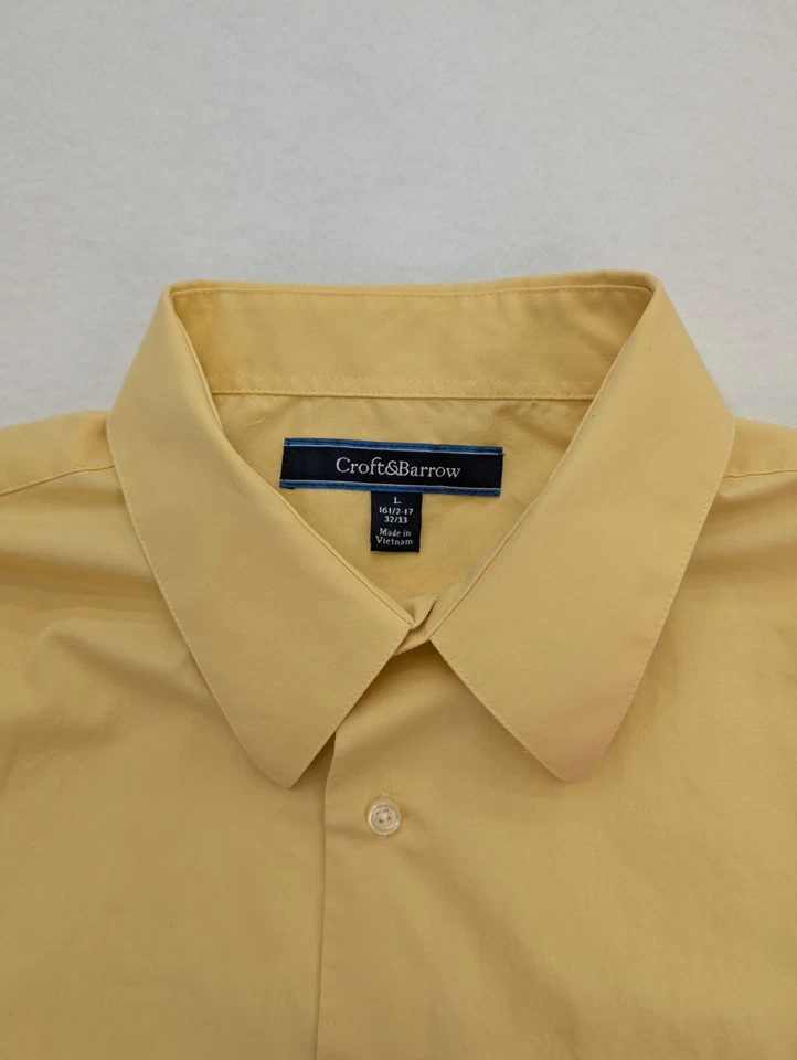 Camisa de vestir Croft & Barrow para hombre talla L 16,5-17 x 32/33 amarilla Foto 3 de 4