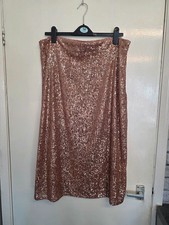 M Co Rose Gold Sequin Midi Skirt BNWT Size UK 18 Sparkling Party Occasion Summer