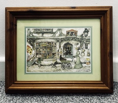 Vintage 1970er Anton Pieck ''The Toy Shop'' 3D Shadow Box Kunst - gerahmt 15'' x 12''