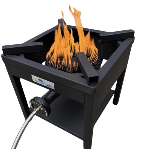 275,000 BTU Outdoor Propane Gas Burner Stove | High Pressure Steel Braided Ho...