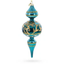 Regal Green Scroll Finial Glass Ornament