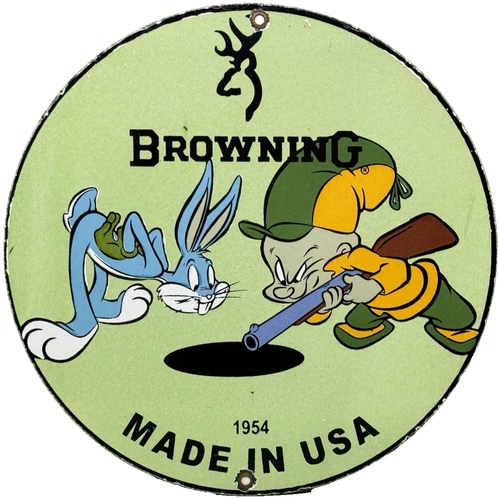 VINTAGE BROWNING RIFLES PORCELAIN SIGN DEALERSHIP OIL GAS HUNTING CABELA'S GUN