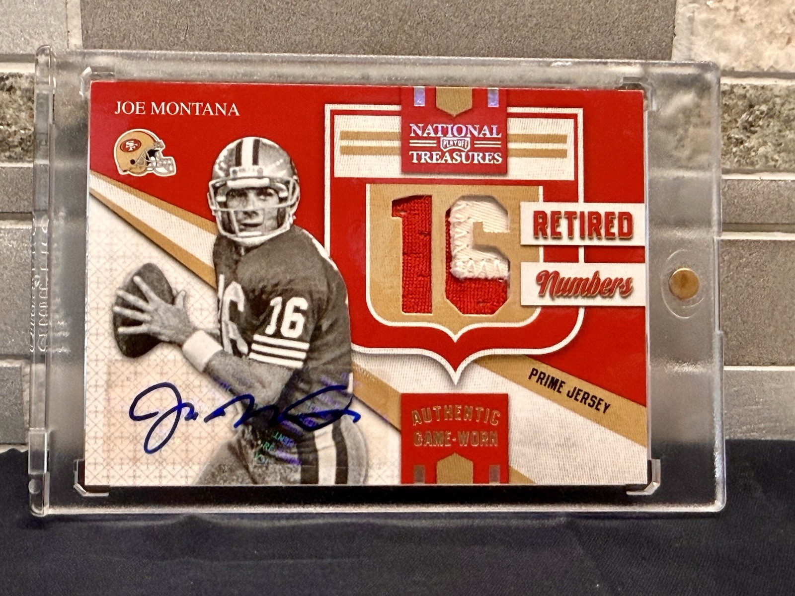 2009 National Treasures Joe Montana AUTO GAME USED Prime Jersey Patch /10 49ers view 9