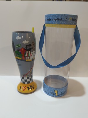 Top Shelf Hand painted 24 oz bar glass '' I love New York'' Big apple, new.