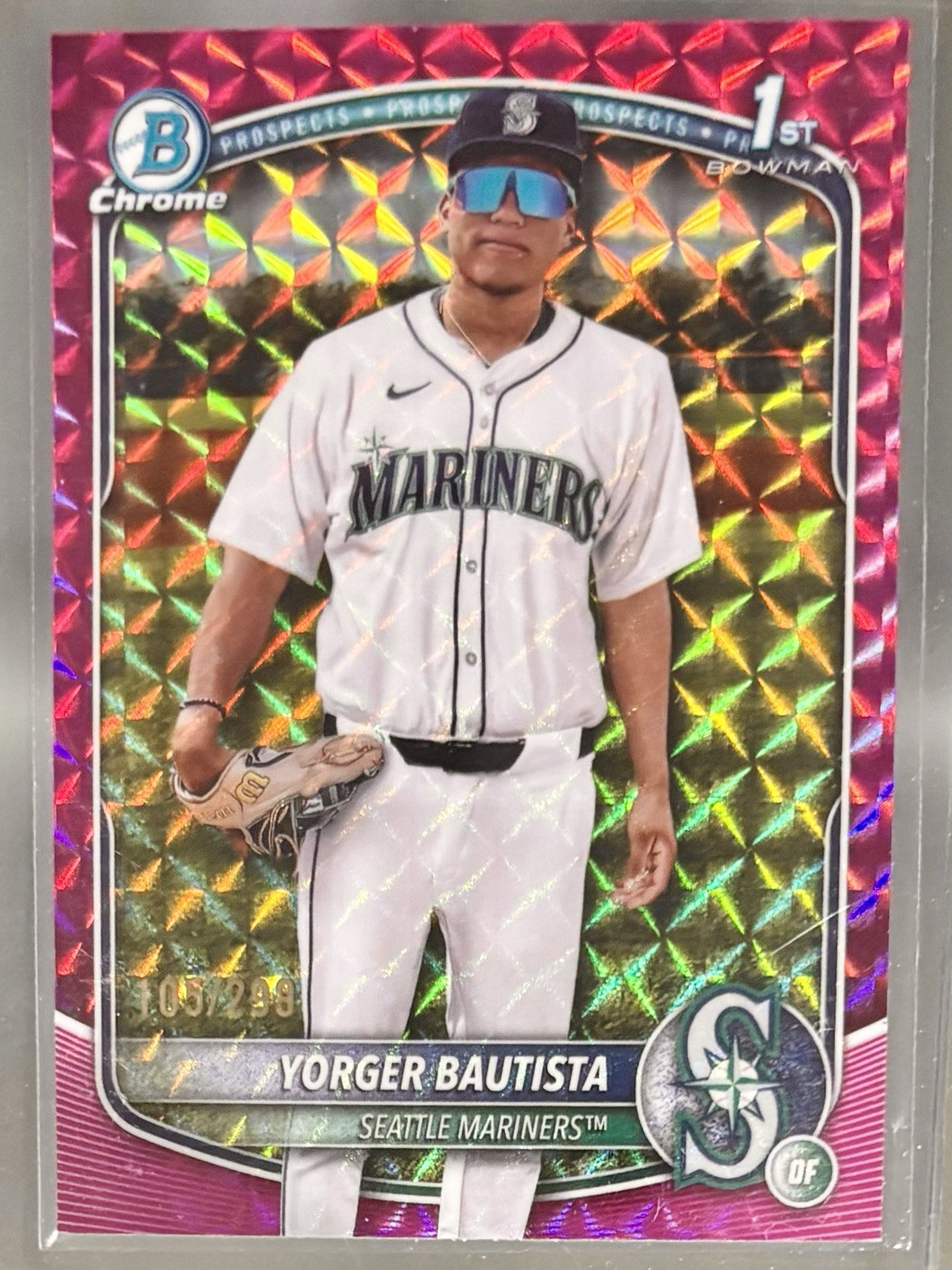 2025 Bowman Chrome Yorger Bautista 1st Fuchsia Geometric Refractor/299 Mariners