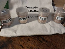 P AND D 2025 TUBES OF MINT BAG COINS ,KENNEDY HALFS BRILLIANT UNCIRCULATED 40PCS