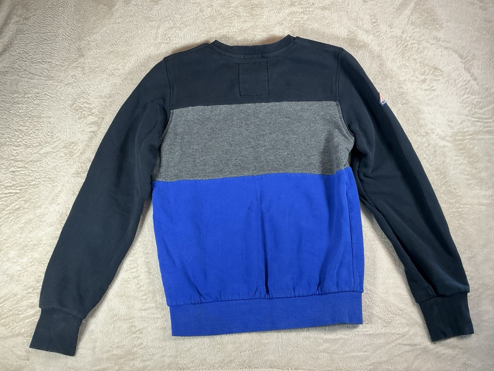 Mens Superdry Jumper Sweatshirt Blue Grey Stripes Size Small image 4