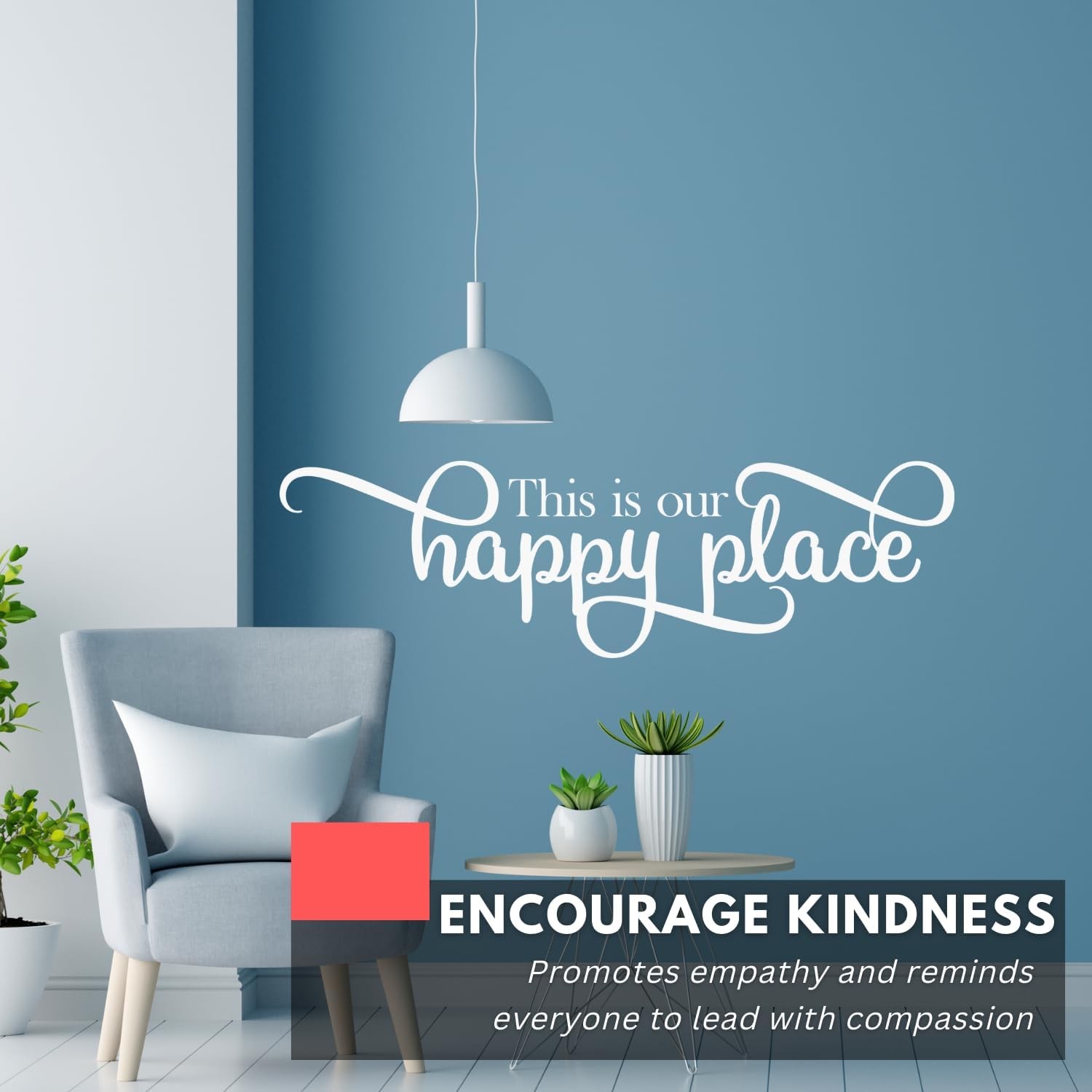 My Vinyl Story - This is Our Happy Place Wall Sticker - 35x10 inches, Black 