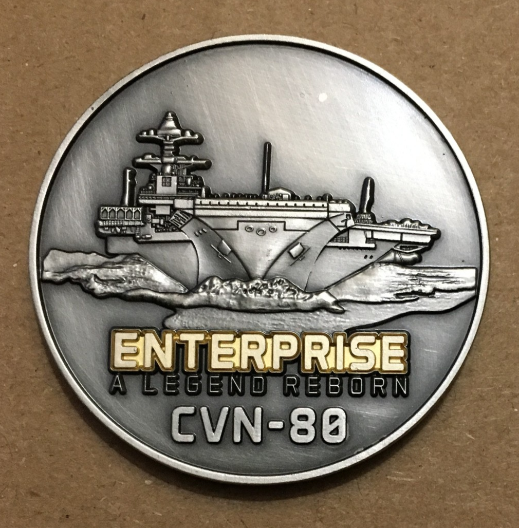 USS ENTERPRISE CVN-80 CHALLENGE COIN - '3' ENTERPRISES BUILT BY