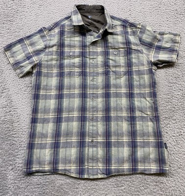 Kuhl Shirt Mens Medium Multicolor Skorpio Linen Blend Plaid Button Up