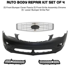 Front Bumper Cover & Grille Assembly Kit For 2008-2012 INFINITI QX50 EX37 EX35