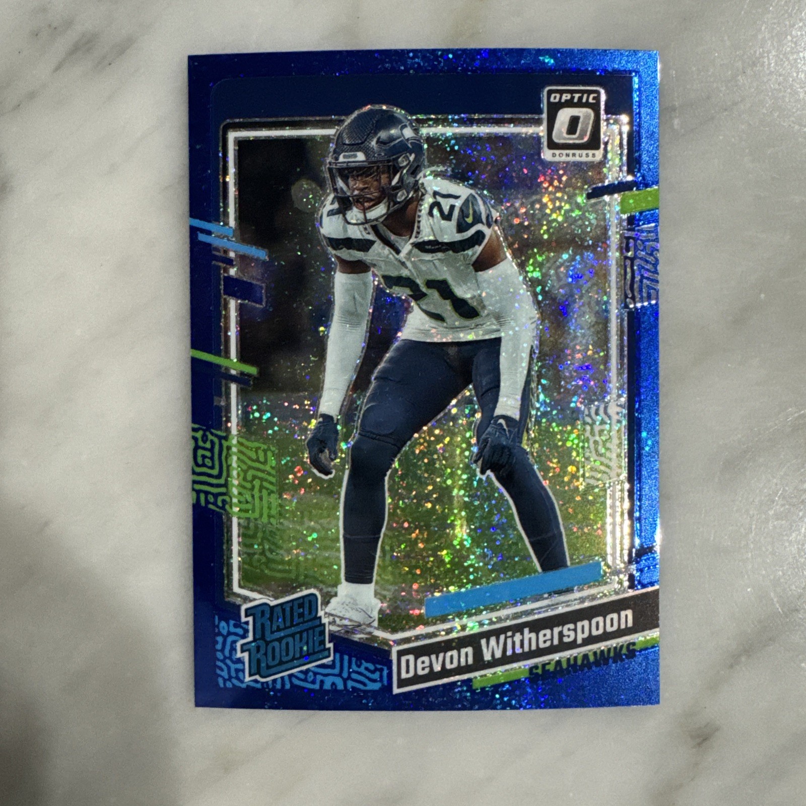 Devon Witherspoon 2023 Panini Donruss Optic Rated Rookie #292 Blue Glitter SSP