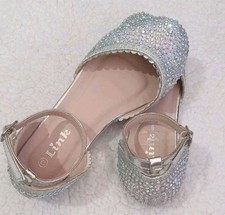 Link Silver Glitter Rhinestone Ballet Flats Girls Size 13