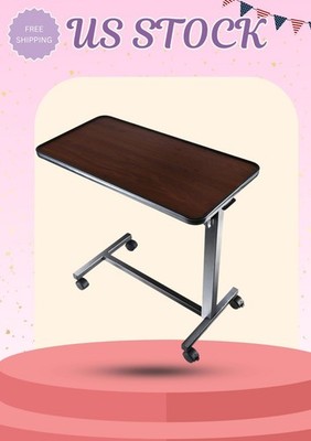 Adjustable Overbed Bedside Table with Wheels for Hospital and Home Use