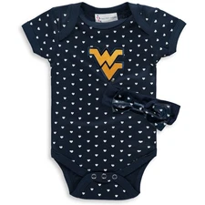 Girls Newborn & Infant Navy West Virginia Mountaineers Hearts Bodysuit and