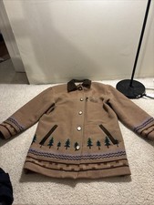 Vintage Pendleton Originals Wool Deer Tree USA Women s S Rare Blanket Coat FLAW