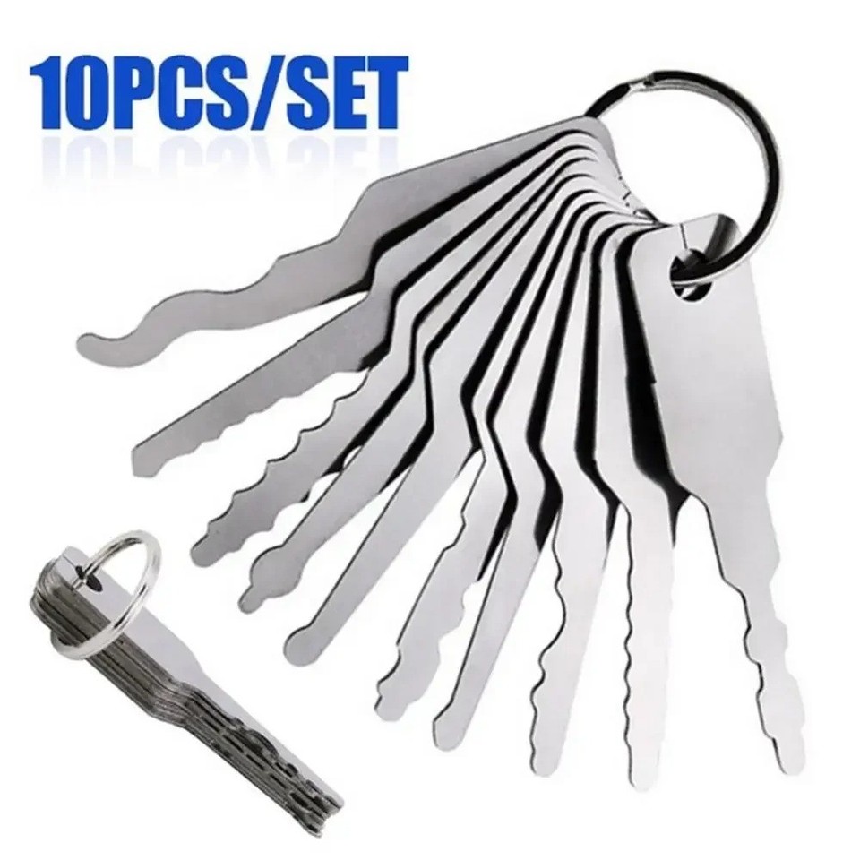 10Pcs Stainless Steel Master Key Skeleton Lock Shape Emergency Tool ...