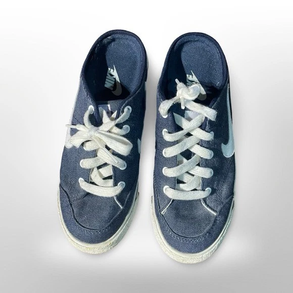 Zapatillas deportivas vintage 2002 Y2K Nike Hermosa talla 7 denim azul blanco sin cordones Foto 3 de 4