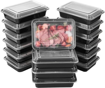 50 Pack Meal Prep Plastic Food Storage Containers W/ Lids 28 oz 1 Compartment