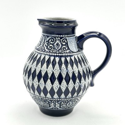 VTG German Marzi & Remy Salt Glazed Blue Gray Stoneware Pitcher Diamond 0.5 L