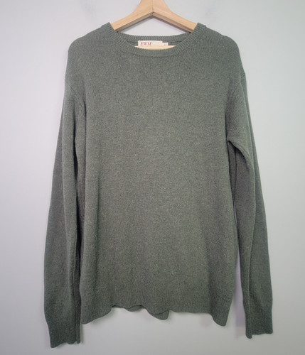EWM Mens/Unisex L Washable Lambswool Sweater Crewneck Green Woolmark