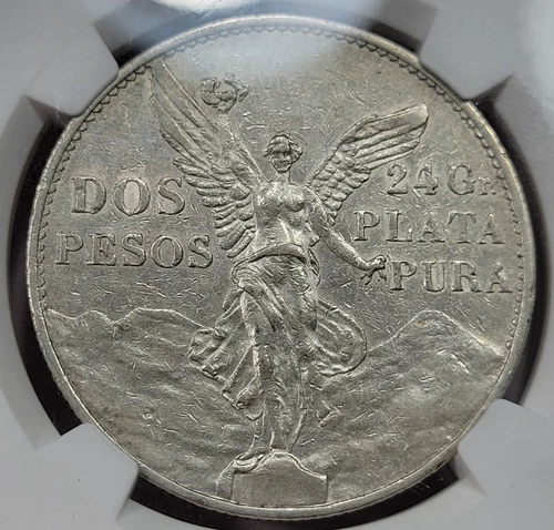 1921 Mexico Silver 2 Pesos Dos Pesos NGC AU Certified Great Detail Cleaned *K744