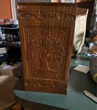 Large - Handcrafted Wooden Box with Tree of Life Carving