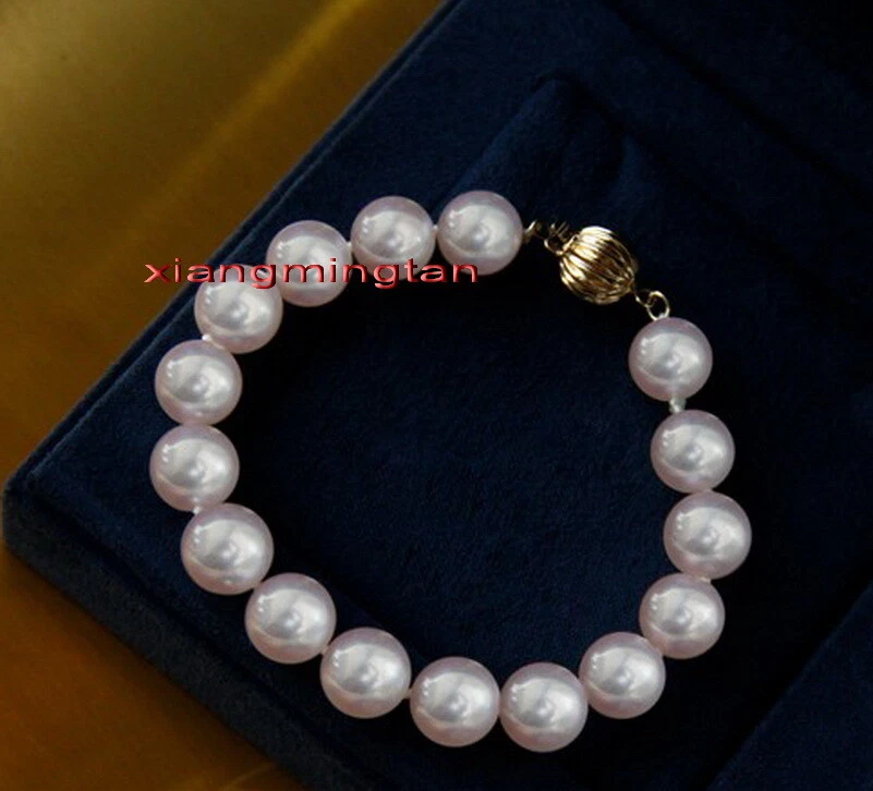 AAAAA 7,5 «12-13 мм натуральный реальный круглый Южное море белый жемчуг браслет 14K золото - Изображение 2 из 4