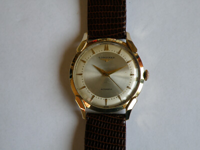 LONGINES-AUTOMATIC-1954-14 KT GOLD-CAL.19 AS-REF.04701-SPINNENBÜGEL-BITONAL-RAR