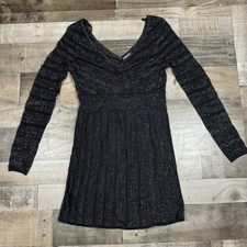 Guess Jeans Women’s Size XL Fit and Flare Dress Black Gold Vintage Long Sleeve