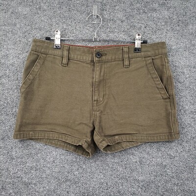 American Giant Shorts Womens 27 Brown Roughneck Mid Rise Stretch Zip Fly Canvas