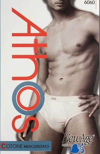 6 Mens Briefs New Age Cotton Mercerized with Elastic Inner & Logo Art. 6060 - Picture 1 of 2