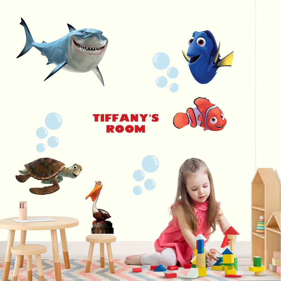 Calcomanía adhesiva de pared con nombre personalizado Finding Nemo WC213 Foto 2 de 4