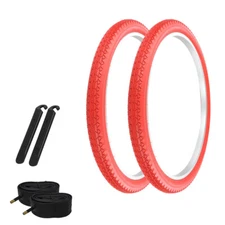 PRO+ TIRES 26 x 2.125 Red P-123A W/TUBES & TIRE LEVERS