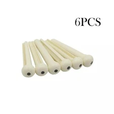 6 Pack Ivory Acoustic Guitar Bridge Pins Plastic String End Peg Fastener Holder