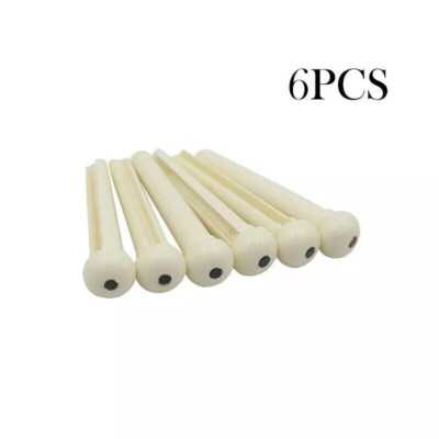 6 Pack Ivory Acoustic Guitar Bridge Pins Plastic String End Peg Fastener Holder