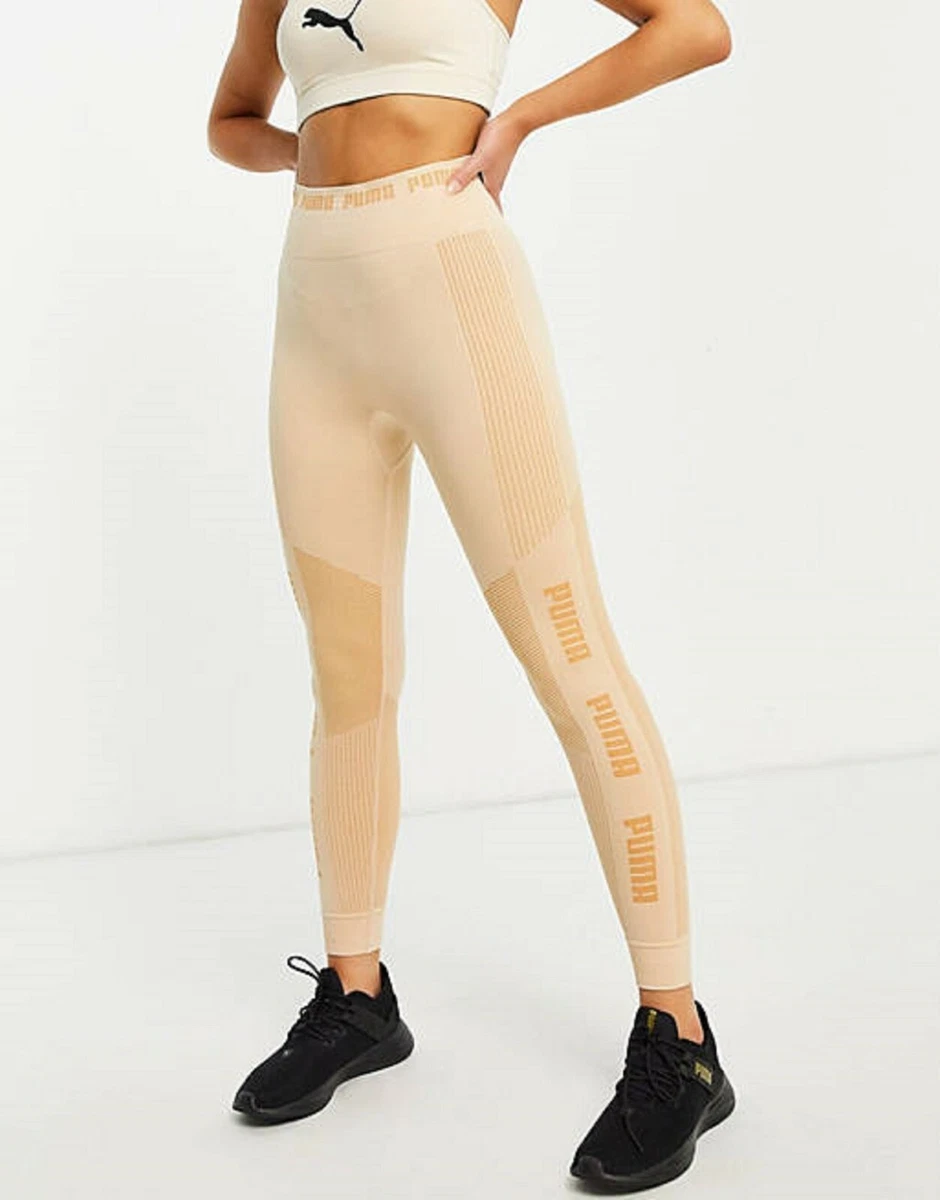 Puma Evoknit seamless leggings in soft beige, Short (Medium)