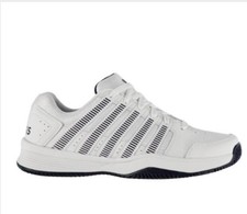 K-Swiss Court Impact Mens Low Athletic Sneaker, SZ 8, M, White/Blue 03775-117