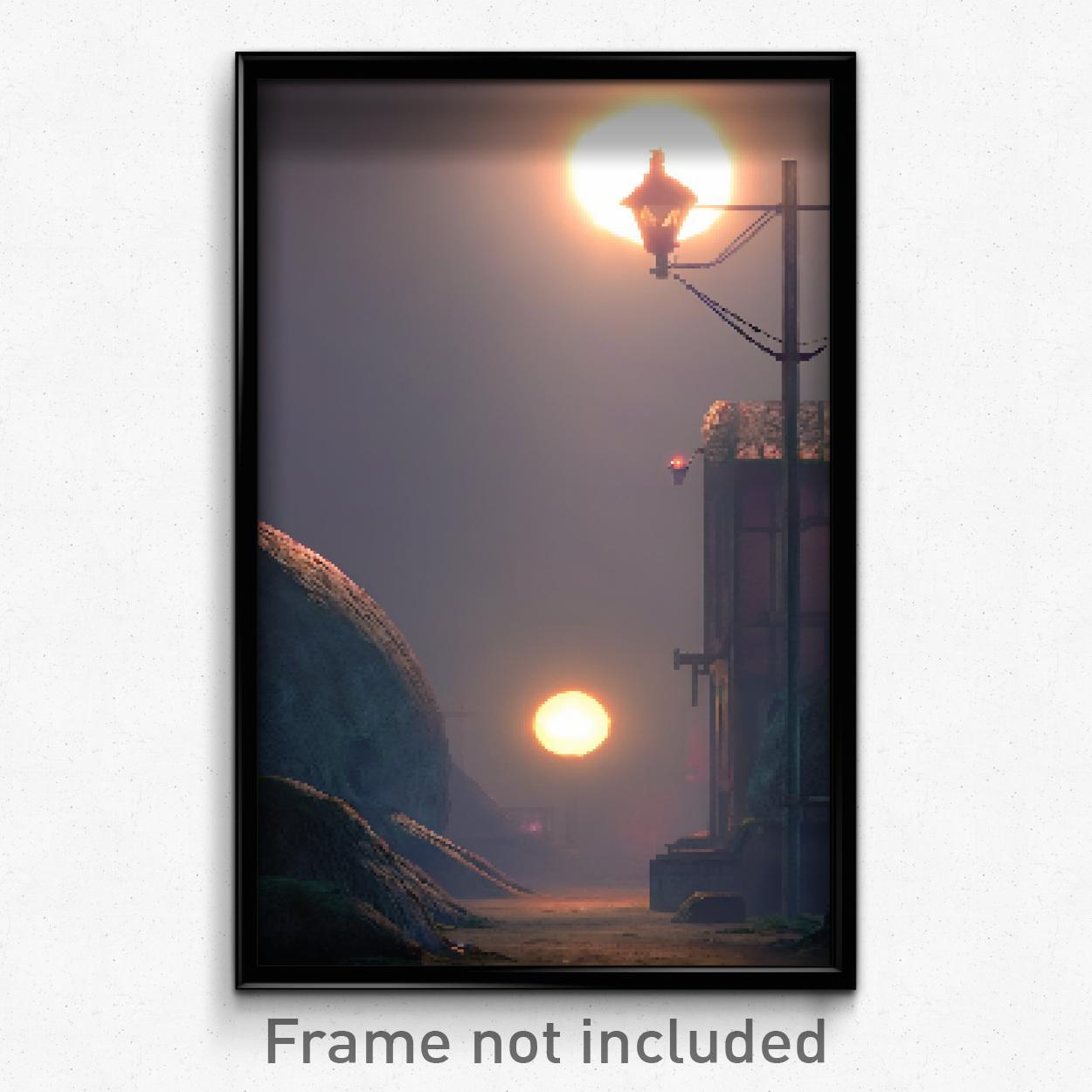 Pixel Art Poster - Lonely Roost (8 Bit Psychedelic Trippy Video Game Print)