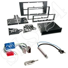 Audi A4 B5 8D Doppel 2-DIN Einbaurahmen+Fach Radioblende + ISO Adapter Einbauset