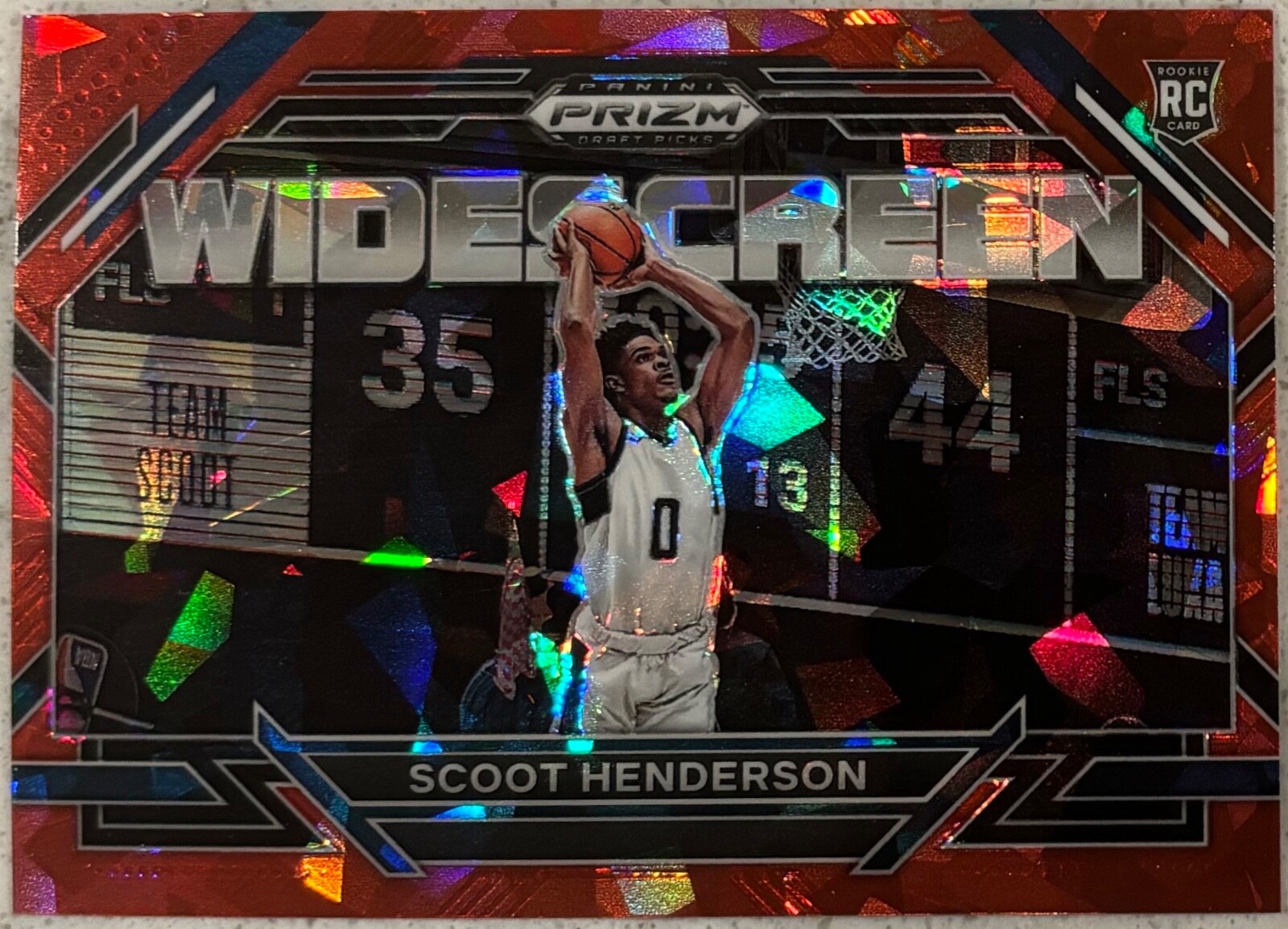 2023-24 Prizm Draft Picks #3 Scoot Henderson Widescreen RED CRACKED ICE ROOKIE