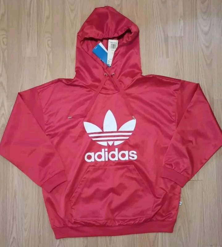 ADIDAS ORIGINALS TREFOIL SATIN HOODIE MEN'S SIZE L CE5434 SCARLET