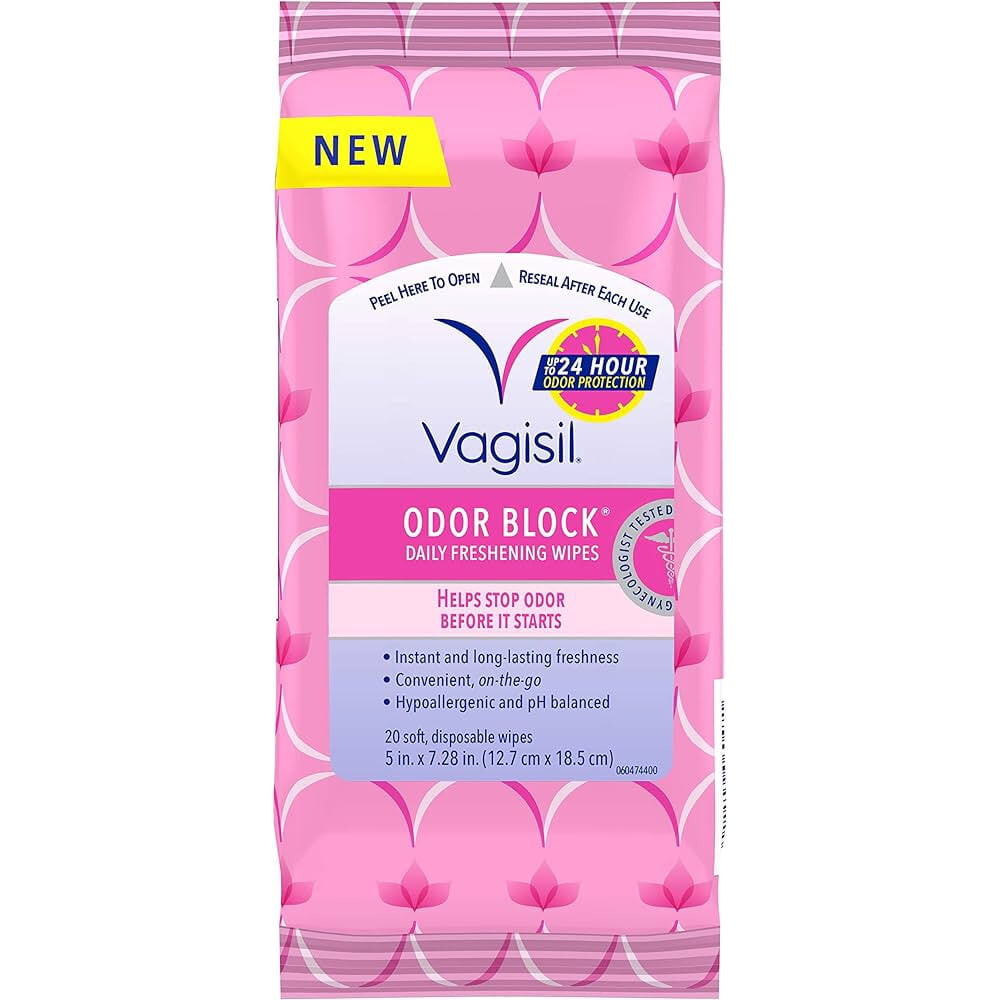 Vagisil Odor Block Personal Wipes, Spearmint, 20 Ct