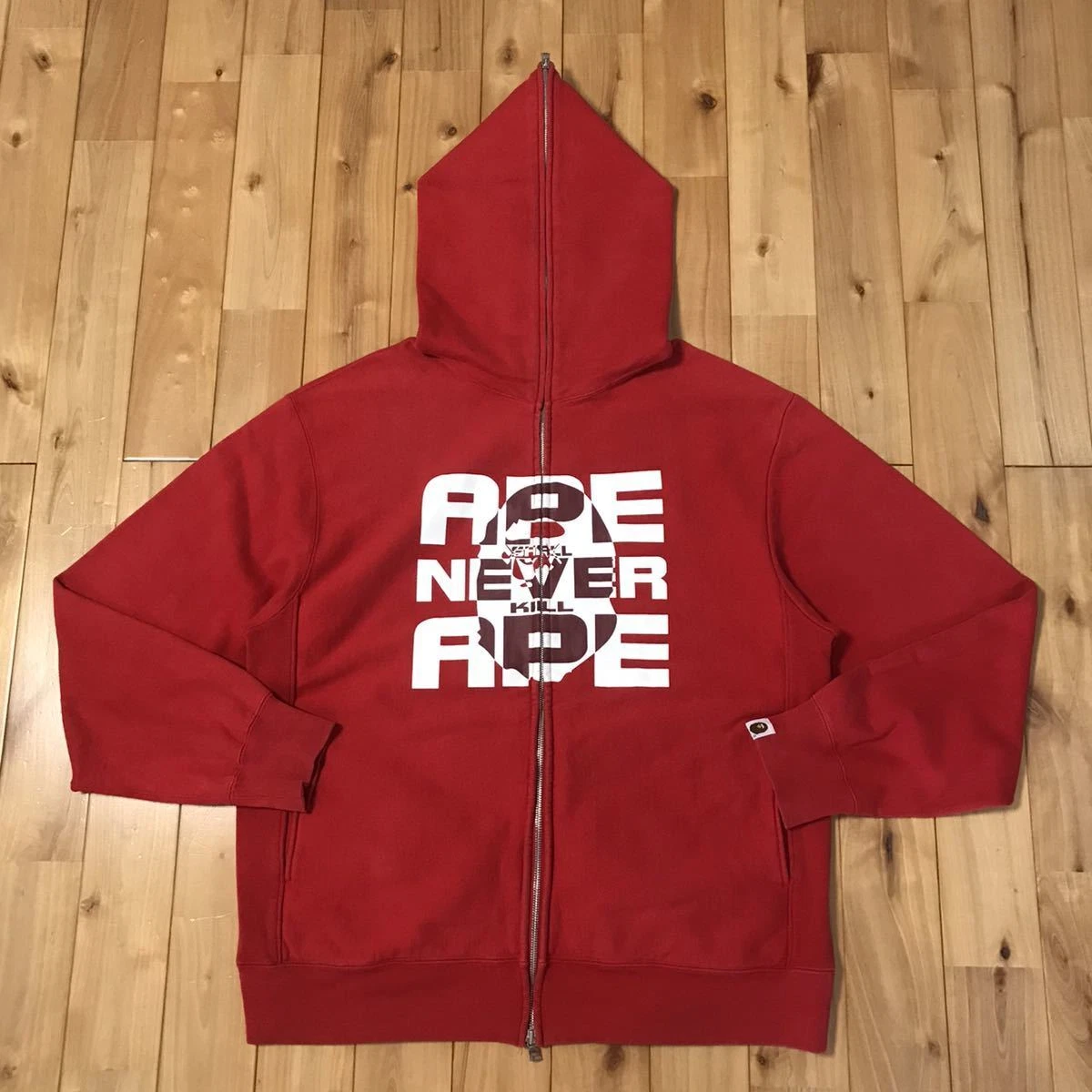 BAPE × Kaws ASNKA bape head full zip hoodie Red A Bathing Ape Size L
