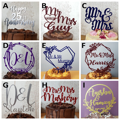 Hochzeitstorte Topper, Acryl Herr und Frau Dekoration, Sortiment an Designs & Farben