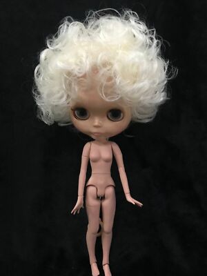 12'' Blythe doll Nude bjd Joint body White short curly hair dark skin
