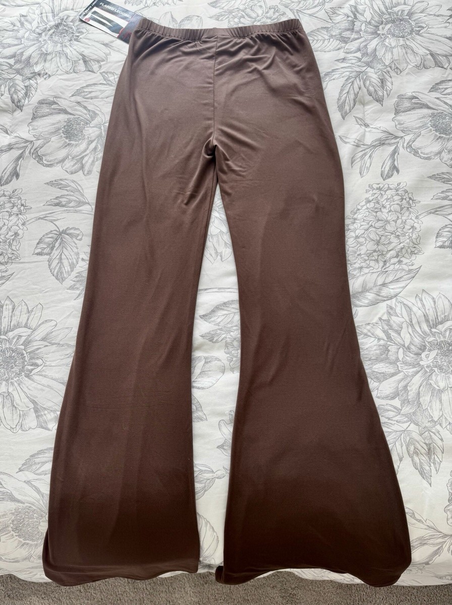 NWT - Suzette Collection Women’s S/M Yummy Super Soft Flared Leggings - Brown View 4